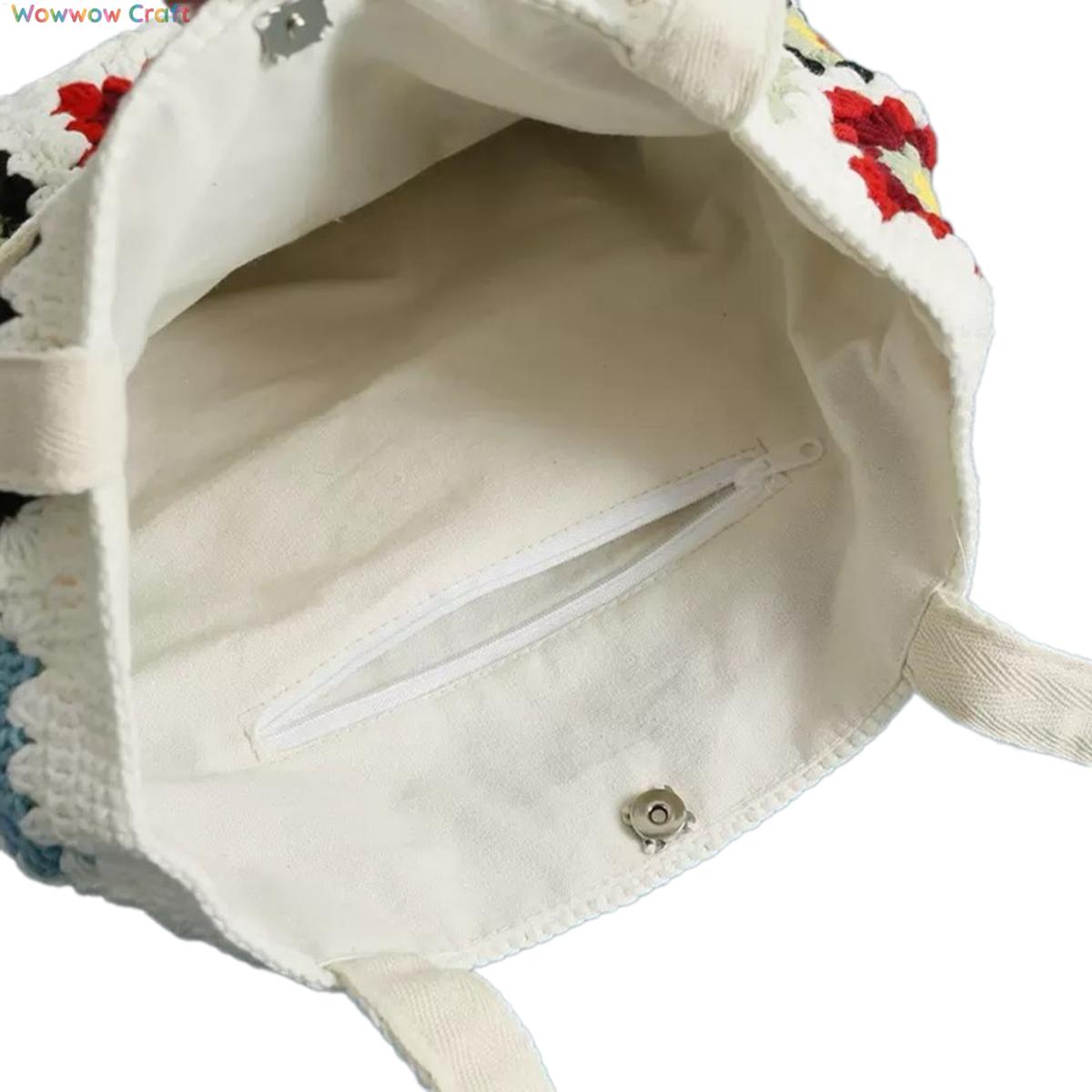 Shoulder Bags,Totes,Handmade Crochet Bags,White Mocha Color Granny Square Tote crocheted with Snow Fairy Yarn - Beautiful Hand-Crocheted Shoulder Bag